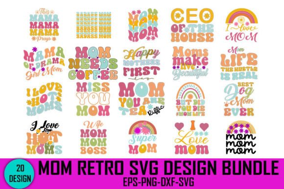 Mom Retro SVG Bundle: Essential Graphics for Crafts